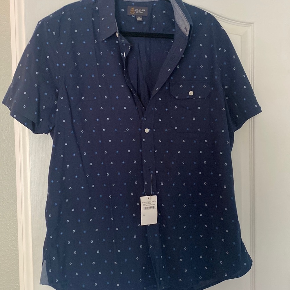 Mens casual navy button down